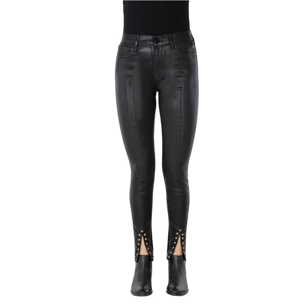 Articles of Society Womens Hillary Raw Hem Skinny Fit Jeans Black 30X28